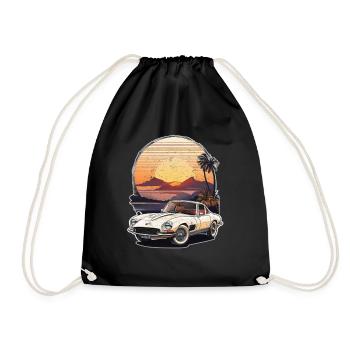 voiture vintage couché de soleil - Sac de sport léger - noir - Devant