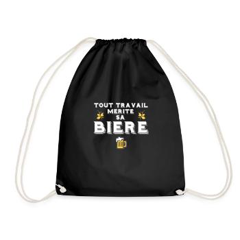 Every job deserves its beer - Humour - Drawstring Bag - black - Front
