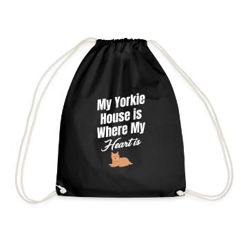 My Yorkie house is the place where my heart shines. - Drawstring Bag - black - Front