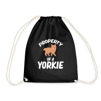 Property of a Yorkie-weimaraner-pomeranian - Drawstring Bag - black - Front
