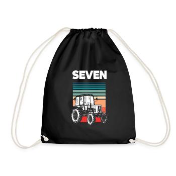 7th Birthday Tractor 7 Year Birthday Shirt - Drawstring Bag - black - Front
