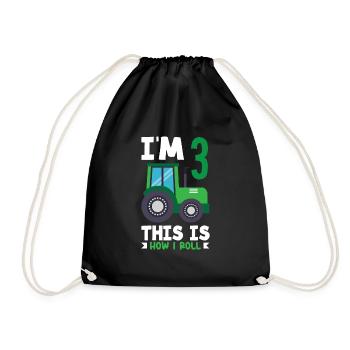 1st Birthday Tractor 1 Year Birthday Shirt - Drawstring Bag - black - Front