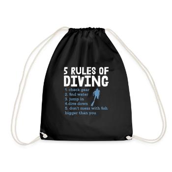 5 Rules Of Diving Diver Scuba Diving - Turnbeutel - Schwarz - Vorne
