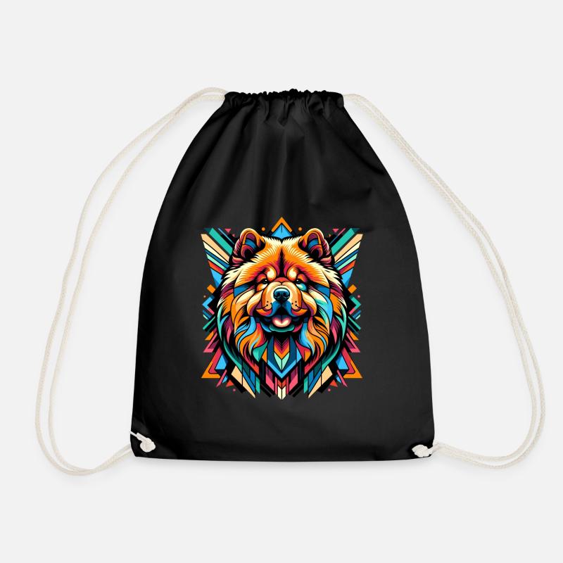 Chow Chow Dog - Drawstring Bag - black