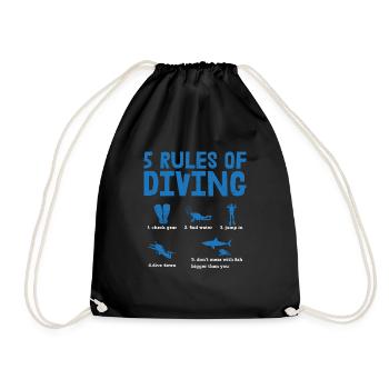 5 Rules Of Diving Scuba Diving Diver - Turnbeutel - Schwarz - Vorne