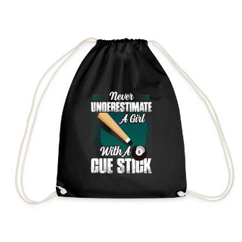 A Girl With A Cue Stick Billard Pool Billiard Play - Drawstring Bag - black - Front