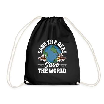 Beekeeper Heartbeat Honeycomb Love Pollination - Drawstring Bag - black - Front