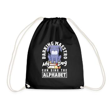 Melodic Pup Virtuoso Funny Alphabet Singing Dog - Drawstring Bag - black - Front
