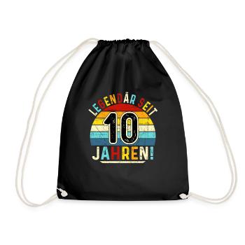 10 Years Gift 10th Birthday Boy Girl - Drawstring Bag - black - Front