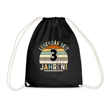 3 Years Gift 3rd Birthday Boy Girl - Drawstring Bag - black - Front