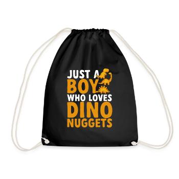 Dino Nuggets Dinosaurier Chicken Nuggets - Turnbeutel - Schwarz - Vorne