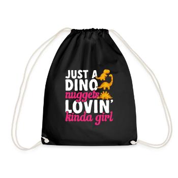 Dino Nuggets Dinosaurier Chicken Nuggets - Turnbeutel - Schwarz - Vorne