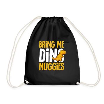 Dino Nuggets Dinosaurier Chicken Nuggets - Turnbeutel - Schwarz - Vorne