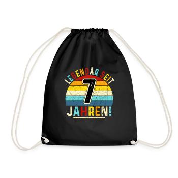 7 Years Gift 7th Birthday Boy Girl - Drawstring Bag - black - Front