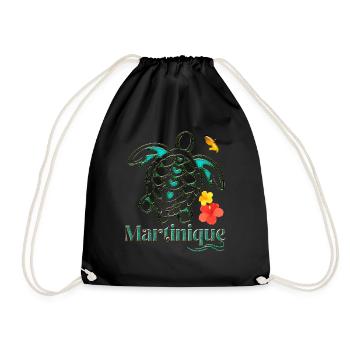 Martinique 972 Tropical Hibiscus Sea Turtle - Drawstring Bag - black - Front