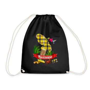 Martinique Hummingbird Hibiscus Madras Antilles 972 - Drawstring Bag - black - Front