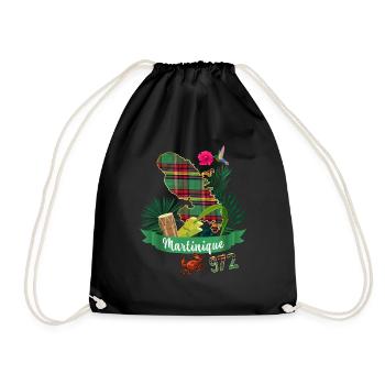 Map Martinique Madras 972 Colibri Hibiscus - Drawstring Bag - black - Front