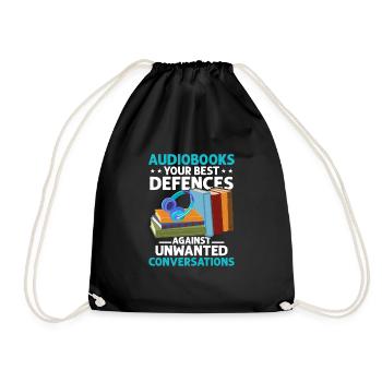 Audiobook Enthusiast: Yes, Please! - Drawstring Bag - black - Front
