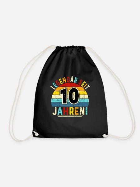 10 Jahre Geschenk 10. Geburtstag Junge Mädchen - Turnbeutel - Schwarz
