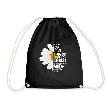 Je peux tout faire à travers la fleur de marguerite du Christ - Sac de sport léger - noir - Devant