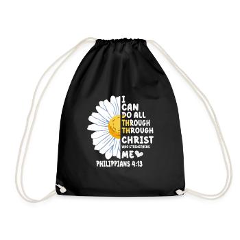 Je peux tout faire à travers la fleur de marguerite du Christ - Sac de sport léger - noir - Devant