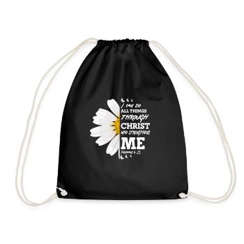 Je peux tout faire à travers la fleur de marguerite du Christ - Sac de sport léger - noir - Devant
