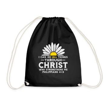 Je peux tout faire à travers la fleur de marguerite du Christ - Sac de sport léger - noir - Devant