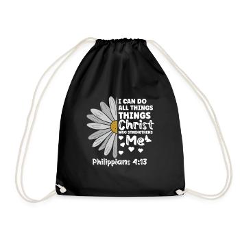 Je peux tout faire à travers la fleur de marguerite du Christ - Sac de sport léger - noir - Devant