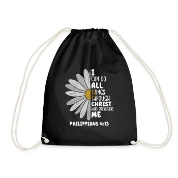 Je peux tout faire à travers la fleur de marguerite du Christ - Sac de sport léger - noir - Devant