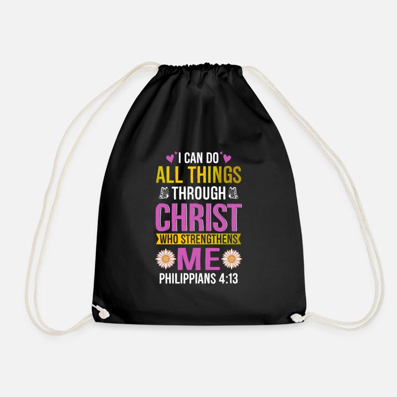 Ich Kann Alle Dinge Durch Christus Daisy Blume Tun - Turnbeutel - Schwarz