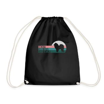 Best Chow Chow Dad Ever Retro Chow Chow Dog - Drawstring Bag - black - Front