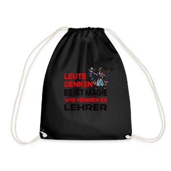 People Thinking Magic Teacher Student - Drawstring Bag - black - Front