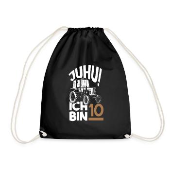 10. Geburtstag Traktor 10 Jahre Geburtstagsshirt - Turnbeutel - Schwarz - Vorne