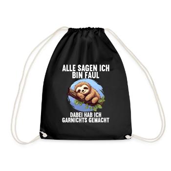 My parents all say I'm lazy sloth - Drawstring Bag - black - Front