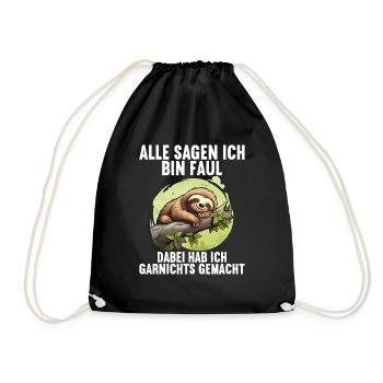 Meine Eltern Alle sagen ich bin faul Faultier - Turnbeutel - Schwarz - Vorne