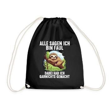 My parents all say I'm lazy sloth - Drawstring Bag - black - Front
