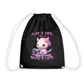 Axolotl Gamer T Kawaii Stuff Anime Axolotl Otaku - Drawstring Bag - black - Front