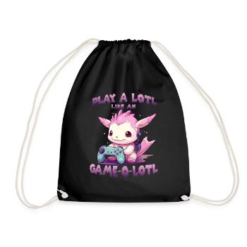 Gamer Axolotl cute anime Axolotl T for gaming - Drawstring Bag - black - Front
