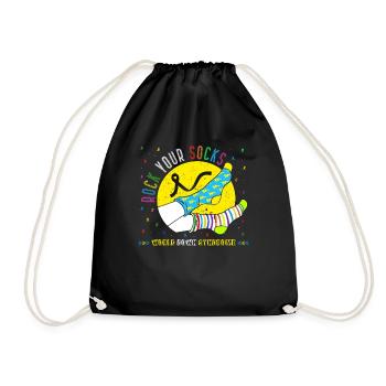 Men Women Kid Down Syndrome Awareness Shirt, Rock - Drawstring Bag - black - Front