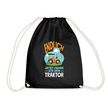 1st Birthday Tractor 1 Year Birthday Shirt - Drawstring Bag - black - Front