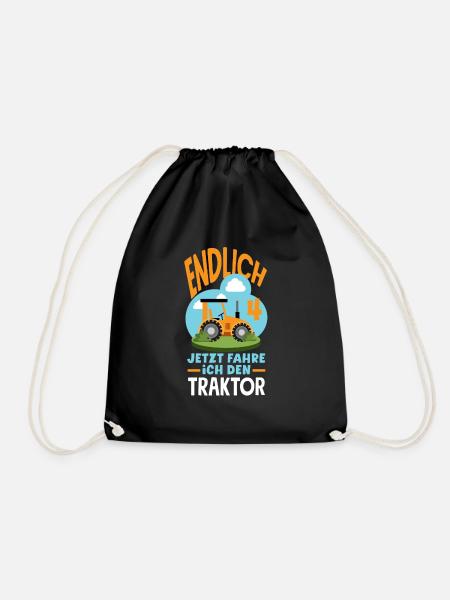 4. Geburtstag Traktor 4 Jahre Geburtstagsshirt - Turnbeutel - Schwarz