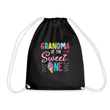 Grandma of Sweet 1 First Birthday Ice Cream - Drawstring Bag - black - Front
