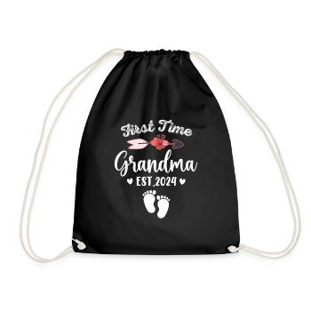 First Time Grandma 2024 Pregnancy announcement New - Drawstring Bag - black - Front