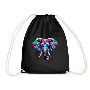 Elephant in polygon illustration - Drawstring Bag - black - Front