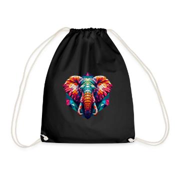 Elephant in polygon illustration - Drawstring Bag - black - Front