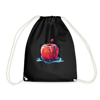 Würfel Apfel Cube Apple - Turnbeutel - Schwarz - Vorne