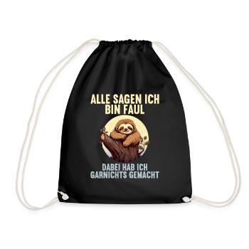 Meine Eltern Alle sagen ich bin faul Faultier - Turnbeutel - Schwarz - Vorne