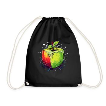 Würfel Apfel Cube Apple - Turnbeutel - Schwarz - Vorne