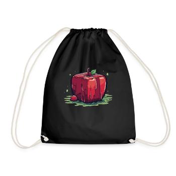 Würfel Apfel Cube Apple - Turnbeutel - Schwarz - Vorne