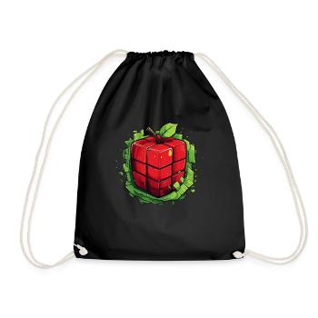 Würfel Apfel Cube Apple - Turnbeutel - Schwarz - Vorne